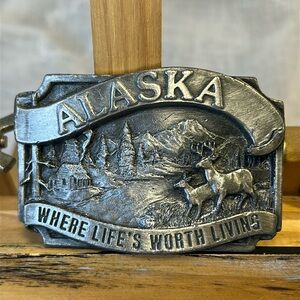 Alaska where life is worth living belt buckle by Siskiyou Buckle Co